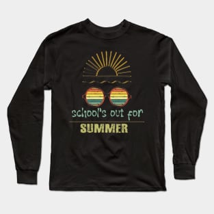 cute retro last day of school school's out for summer teacher Long Sleeve T-Shirt